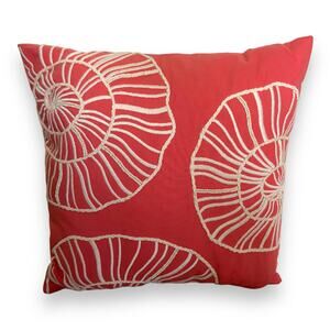 Threshold Beaded Seashell Decorative Toss Pillow NEW Salmon Cream 18" Square